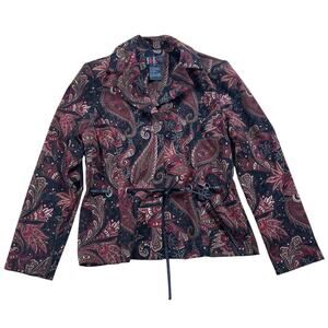 Vintage R&K Evening Jacket Women's 10 Floral Tie Belt Made in USA